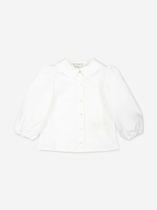 Fendi Baby Girls Cotton Blouse in White