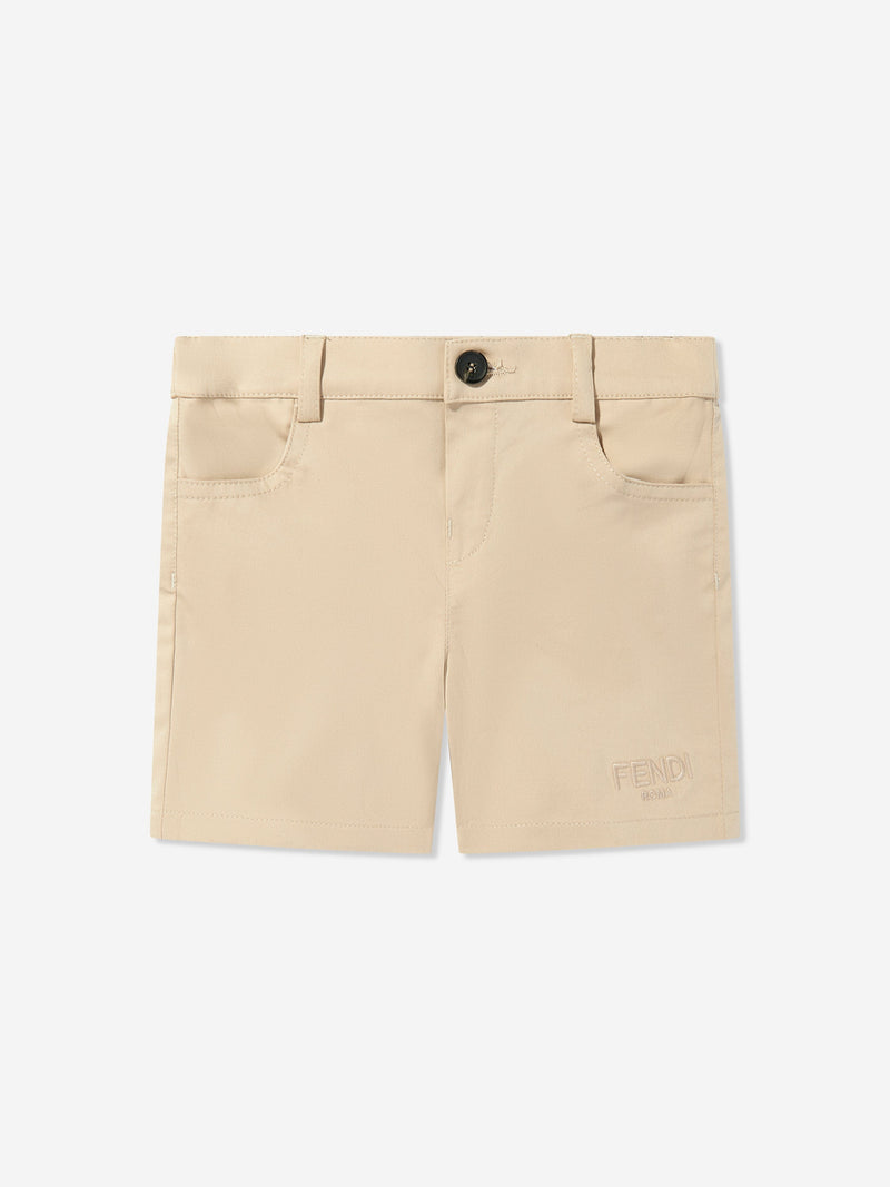 Fendi Baby Boys Gabardine Shorts in Beige