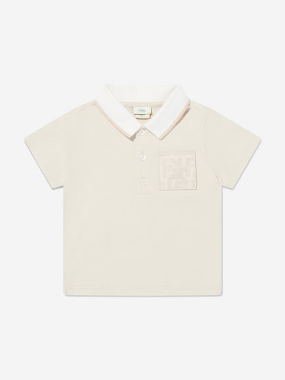 Fendi Baby Boys Jersey Polo Shirt in Beige