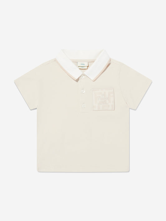 Fendi Baby Boys Jersey Polo Shirt in Beige