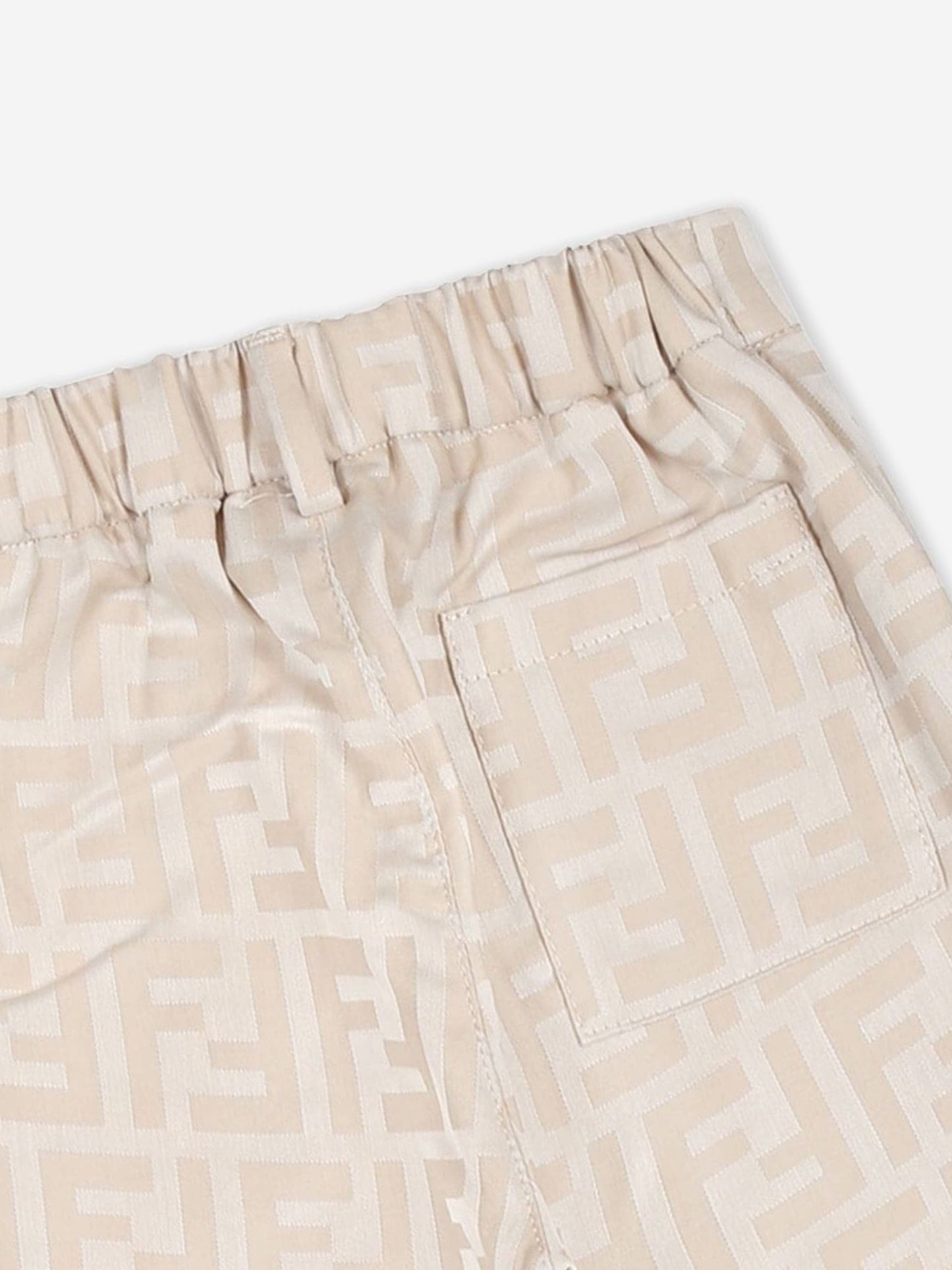 Fendi 男童 FF 提花长裤（米色）