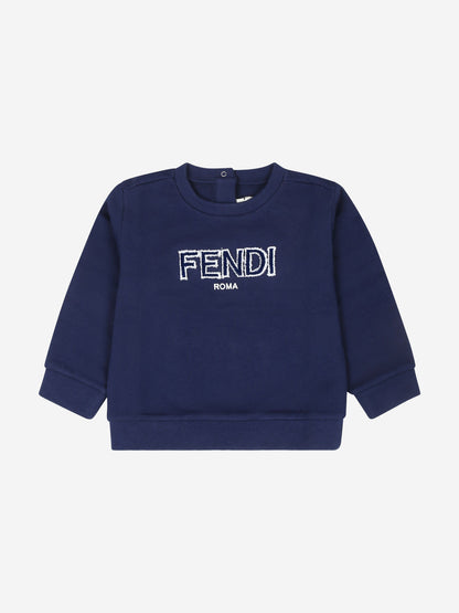 Fendi Baby Boys Logo Sweatshirt in Blue