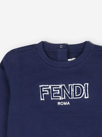 Fendi Baby Boys Logo Sweatshirt in Blue