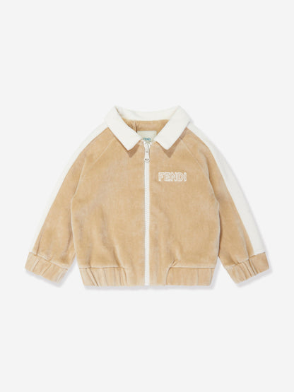 Fendi Baby 雪尼尔拉链上衣 米色