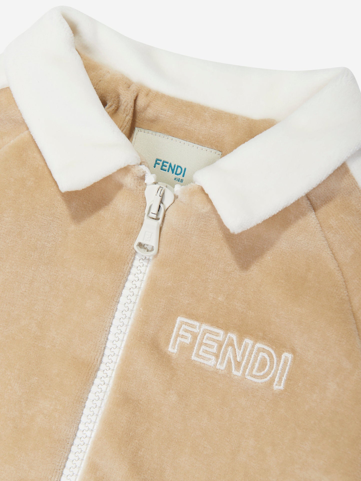 Fendi Baby 雪尼尔拉链上衣 米色