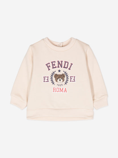 Fendi 米色婴儿徽标运动衫
