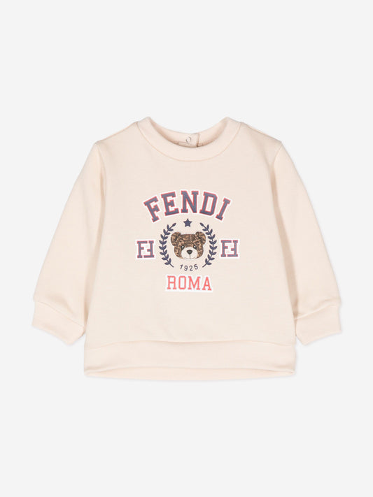 Fendi 米色婴儿徽标运动衫
