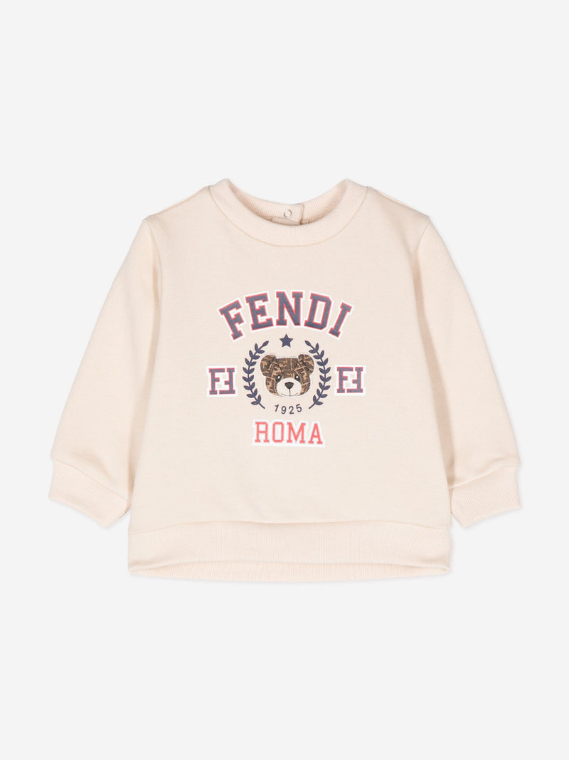 Fendi 米色婴儿徽标运动衫