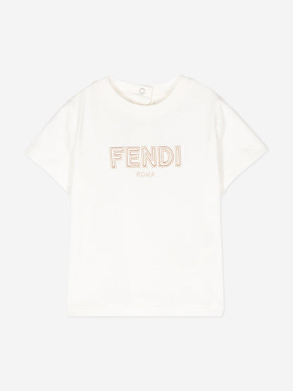 Fendi Baby Logo T-Shirt in Ivory