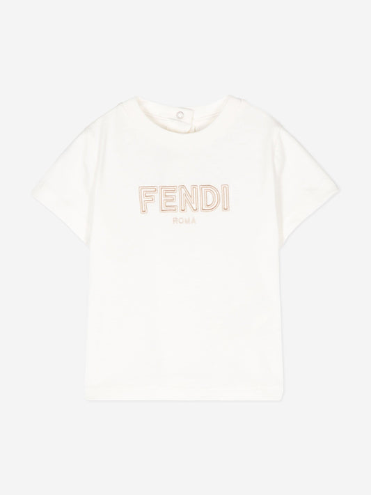 Fendi Baby Logo T-Shirt in Ivory