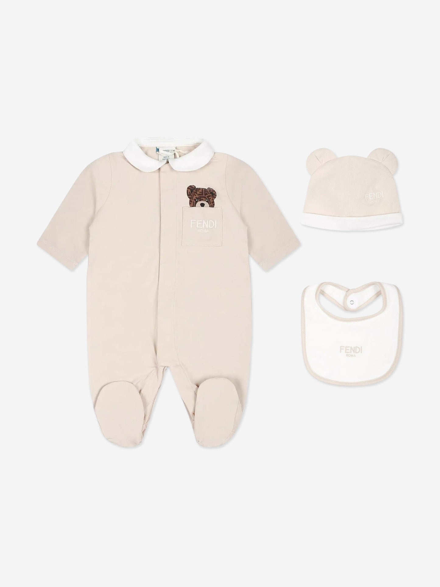 Fendi Baby Bear 婴儿连体衣礼品套装（米色）
