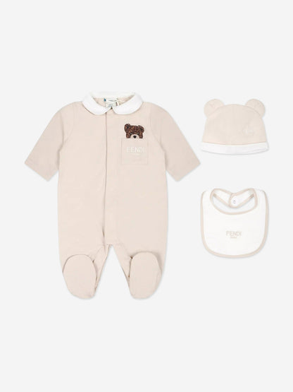 Fendi Baby Bear 婴儿连体衣礼品套装（米色）