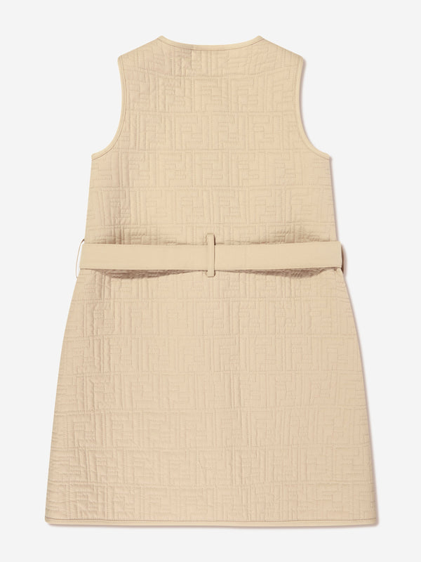 Fendi Girls FF Quilted Dress in Beige