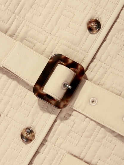 Fendi Girls FF Quilted Dress in Beige