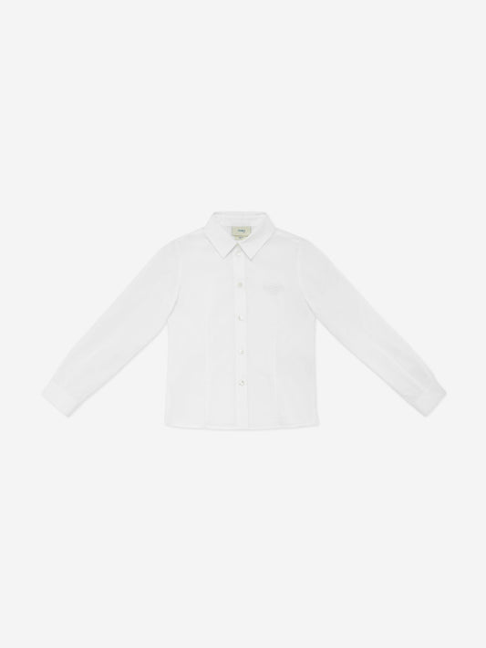 Girls Cotton Shirt in White
