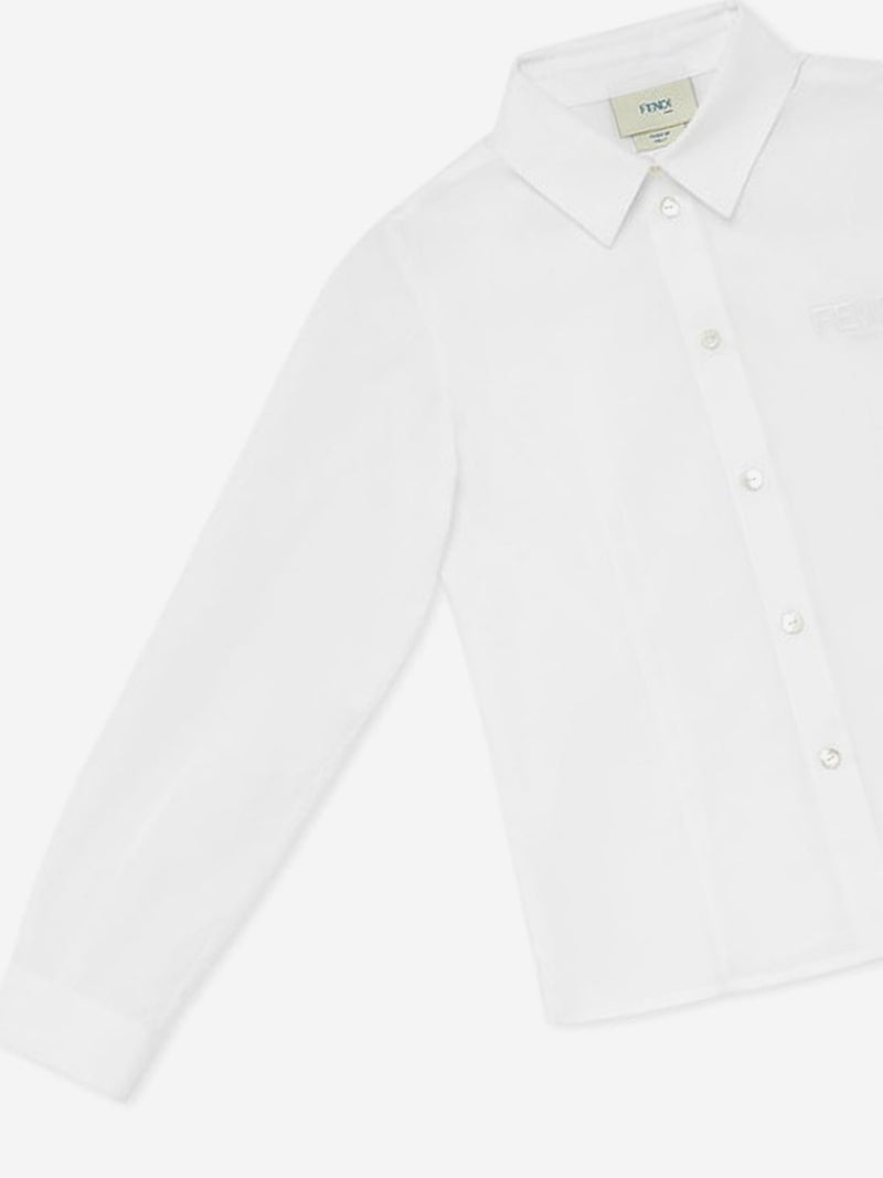 Girls Cotton Shirt in White