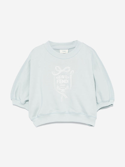 Girls Cropped Logo Sweatshirt in Blue