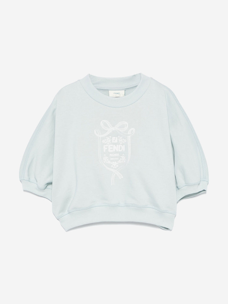 Girls Cropped Logo Sweatshirt in Blue