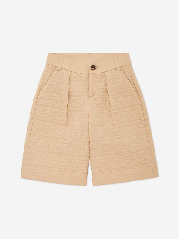 Boys FF Quilted Shorts in Beige