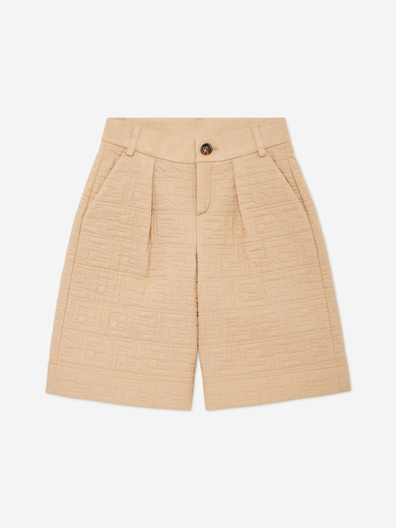 Boys FF Quilted Shorts in Beige