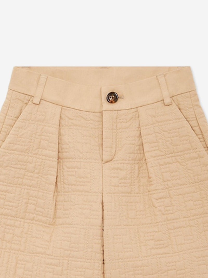 Boys FF Quilted Shorts in Beige