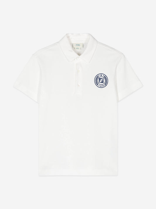 男童白色徽标 Polo 衫
