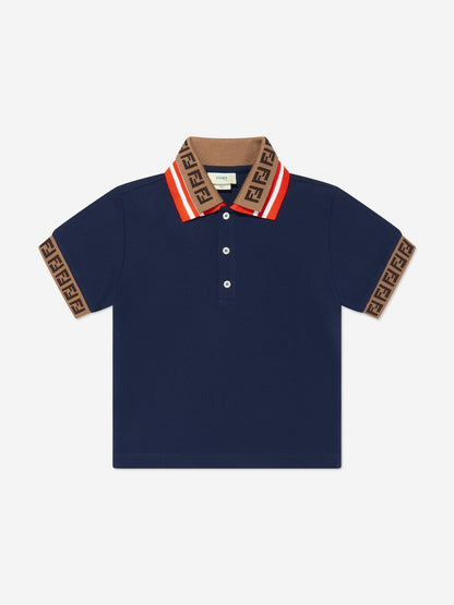 男童海军蓝徽标 Polo 衫