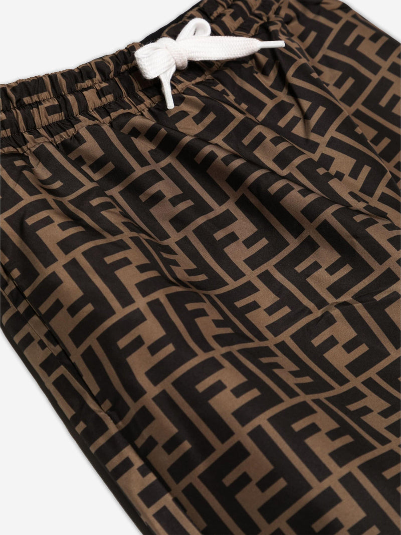 Fendi Kids FF Logo Joggers in Brown