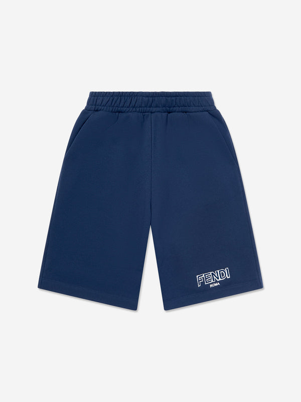 Fendi Boys Logo Bermuda Shorts in Navy