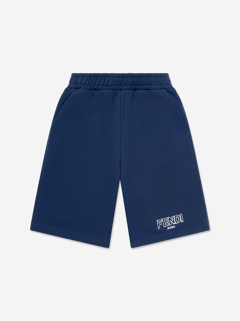 Fendi Boys Logo Bermuda Shorts in Navy