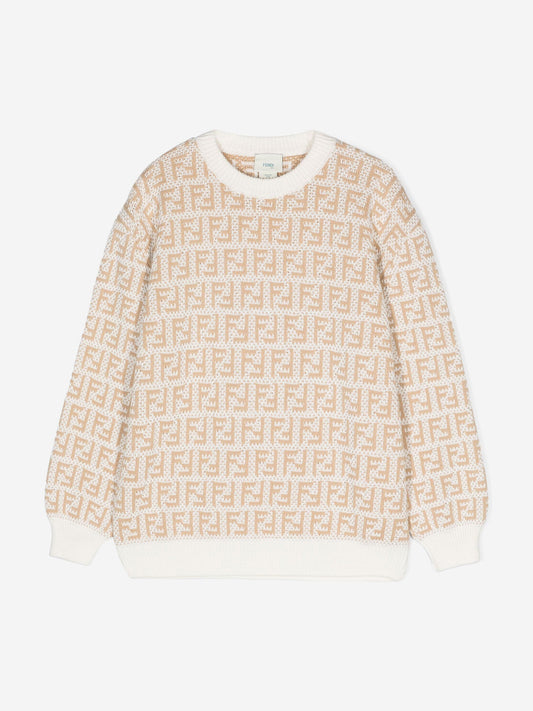 Fendi Kids FF Logo 毛衣（米色）