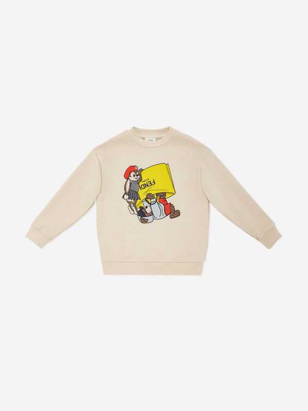 Fendi Kids Graphic Sweatshirt in Beige