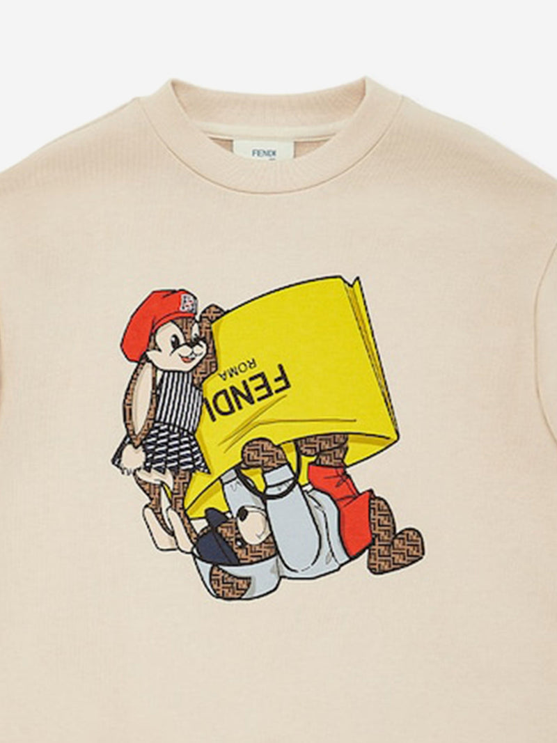Fendi Kids Graphic Sweatshirt in Beige