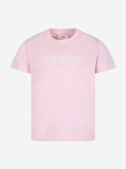 Fendi Girls Logo T-Shirt in Pink