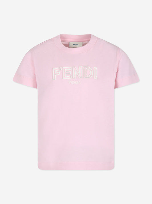 Fendi Girls Logo T-Shirt in Pink