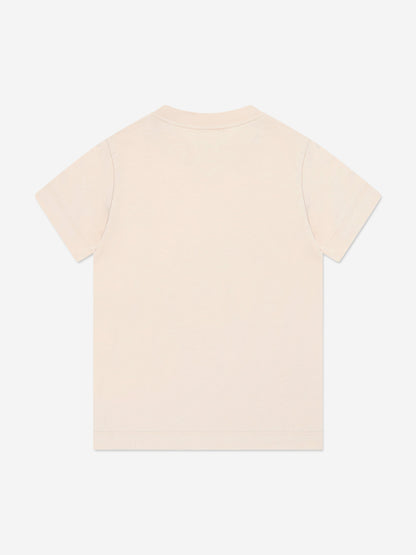Fendi Kids Crest Logo T-Shirt in Beige