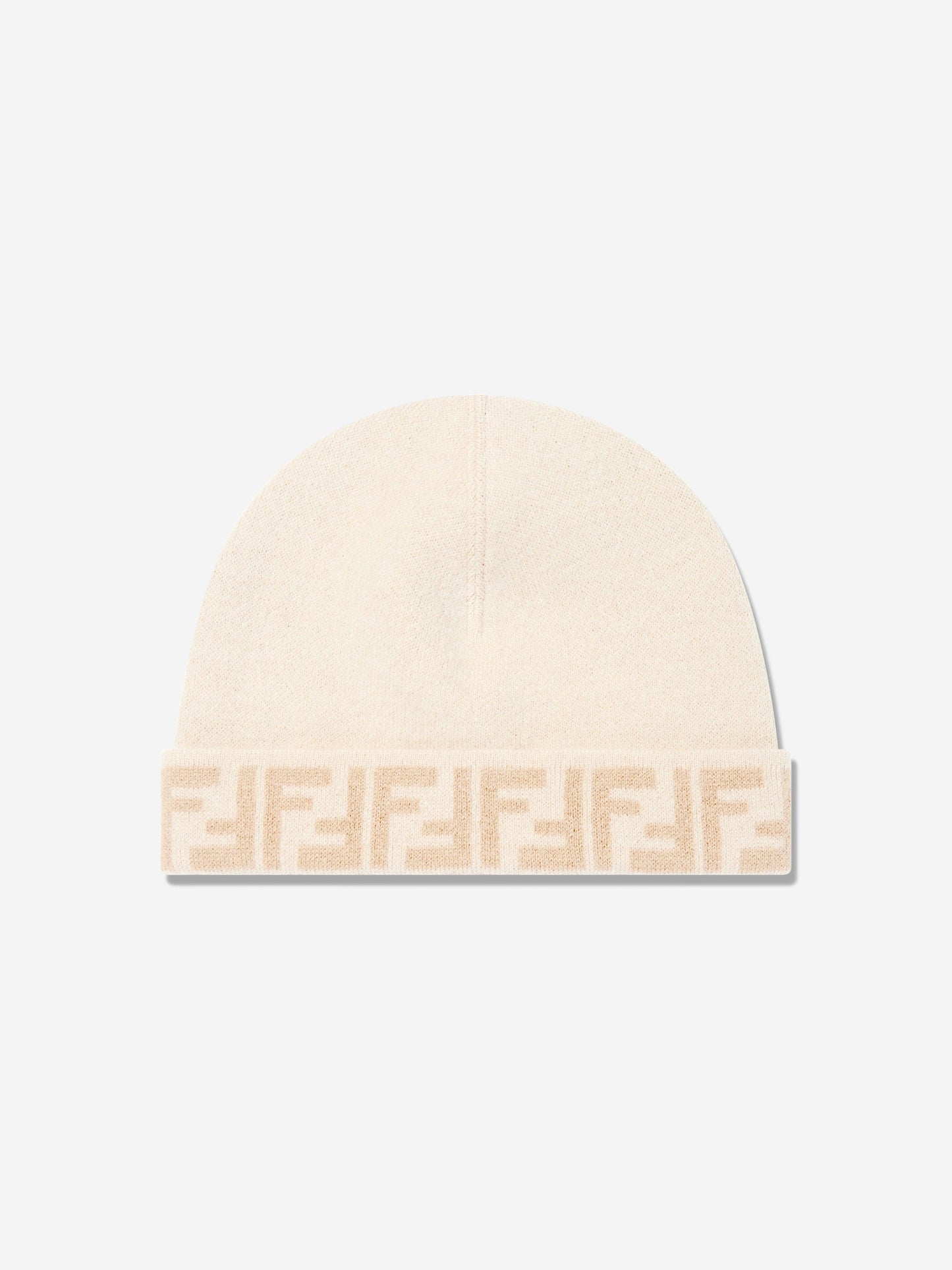 Fendi Kids FF Reversible Beanie Hat in Beige