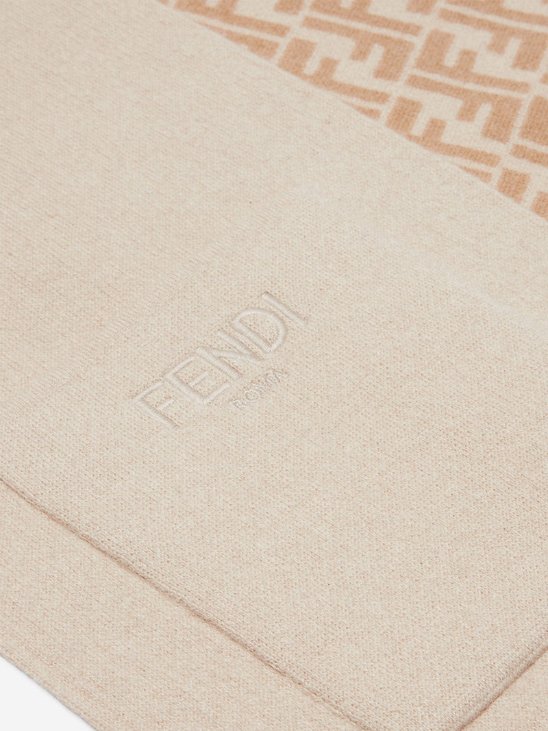 Kids Wool FF Reversible Scarf in Beige