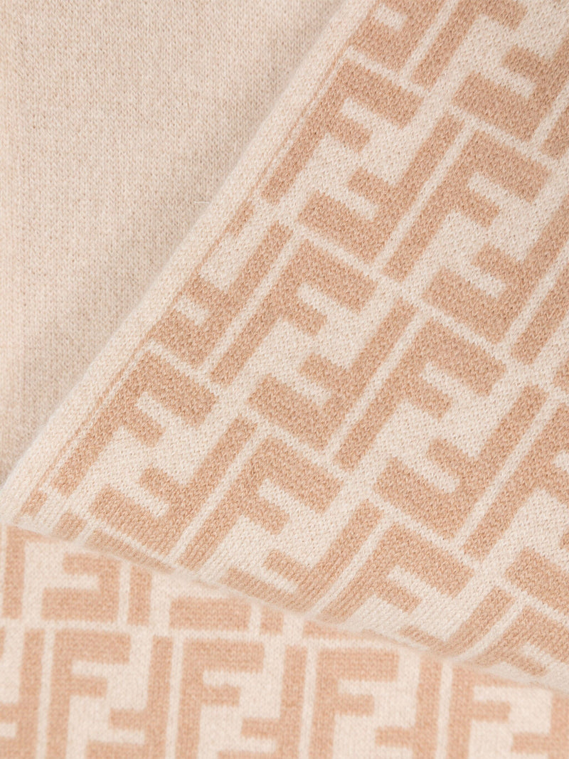 Kids Wool FF Reversible Scarf in Beige