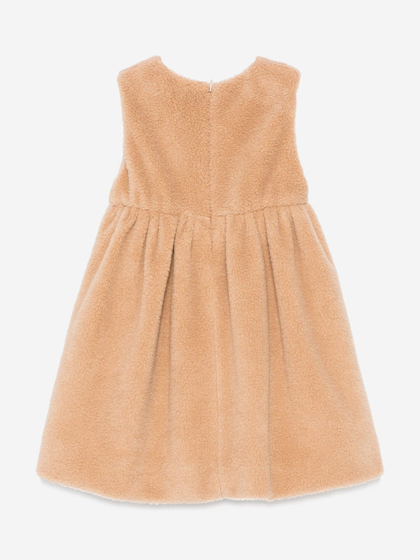 Fendi Baby Girls Teddy Fleece Dress in Beige