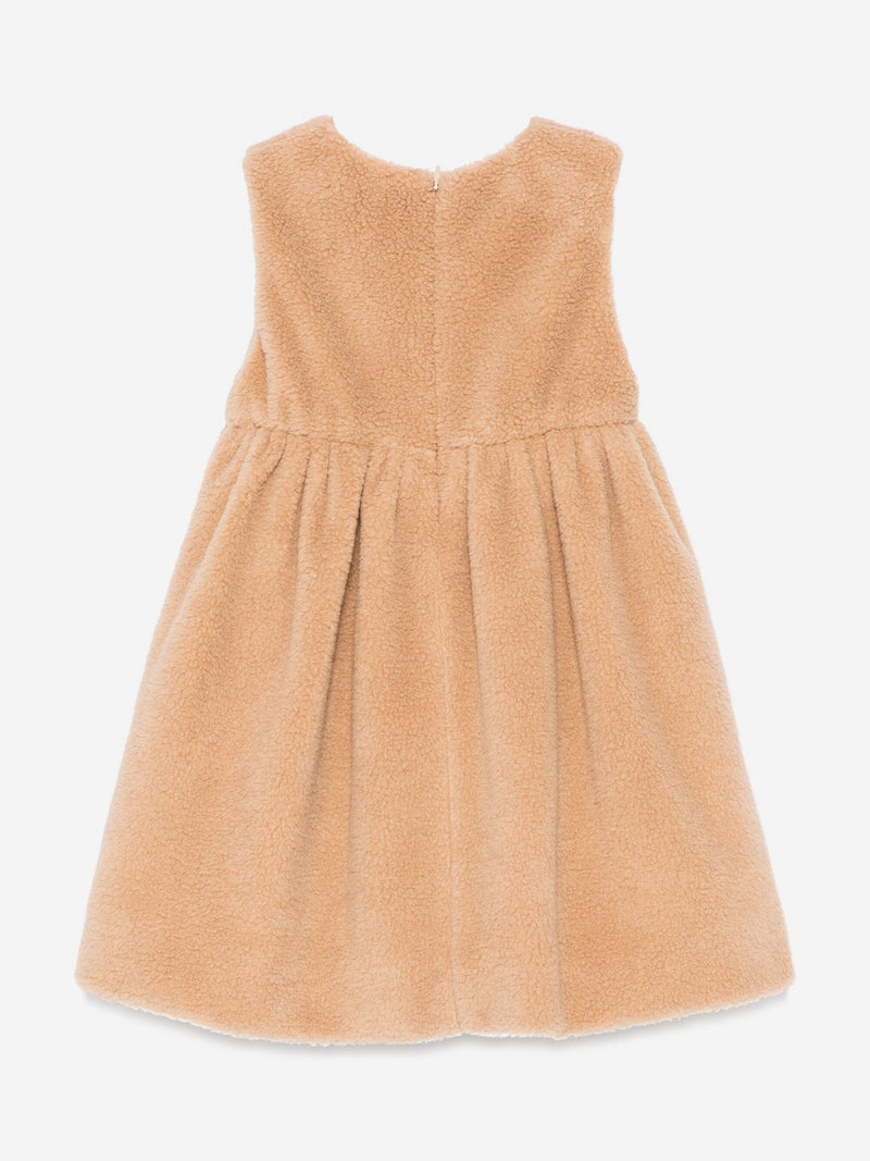 Fendi Baby Girls Teddy Fleece Dress in Beige