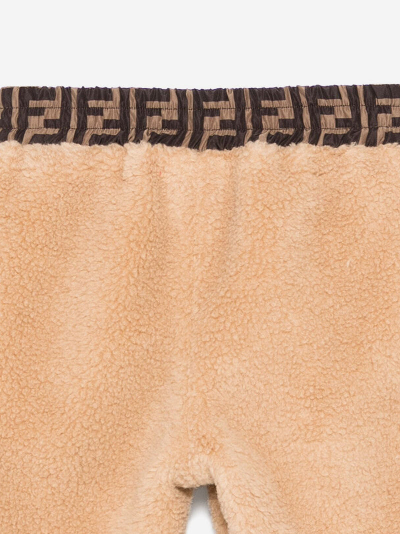Baby Teddy Fleece Joggers in Beige