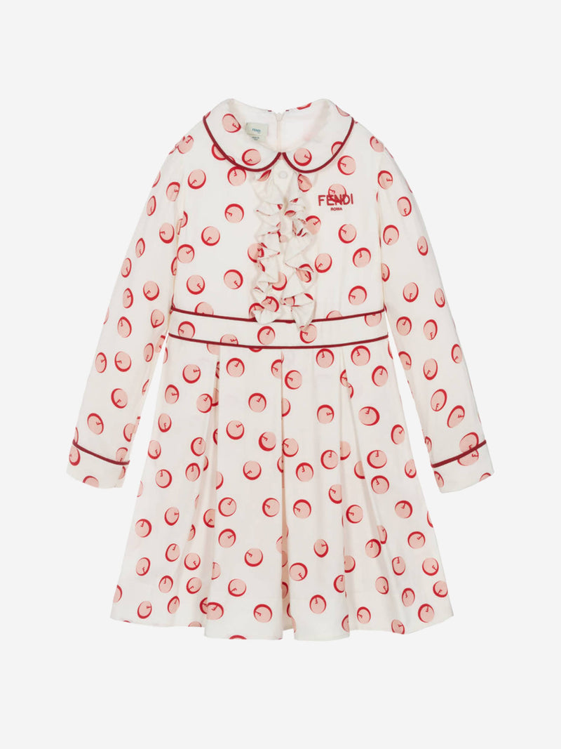 Girls Shadow Bubbles Dress in White