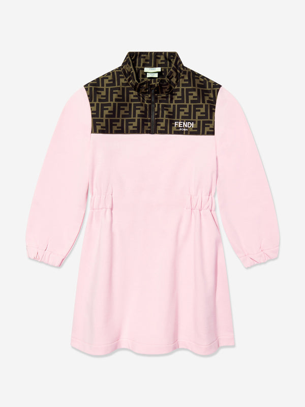 Girls FF Logo Dress in Pink