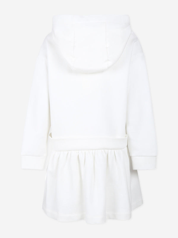 Girls Hooded Sweater Dress in White