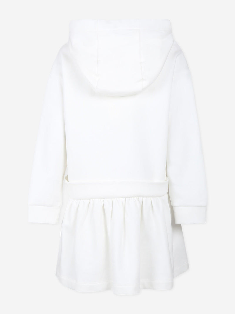 Girls Hooded Sweater Dress in White