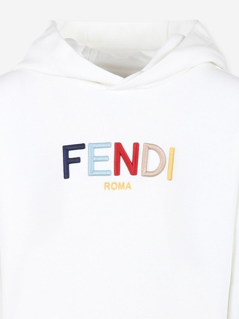 Girls Hooded Sweater Dress in White