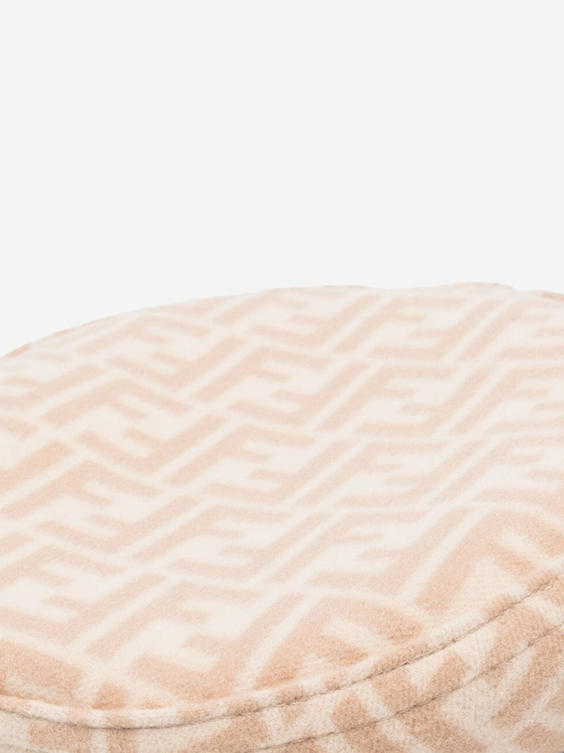 Girls Reversible FF Logo Beret in Beige