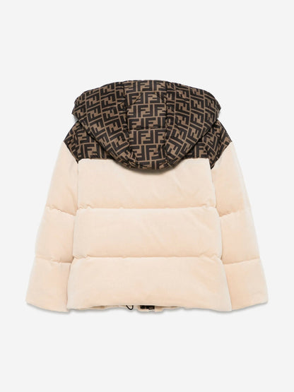 Kids Down Padded Puffer Jacket in Beige
