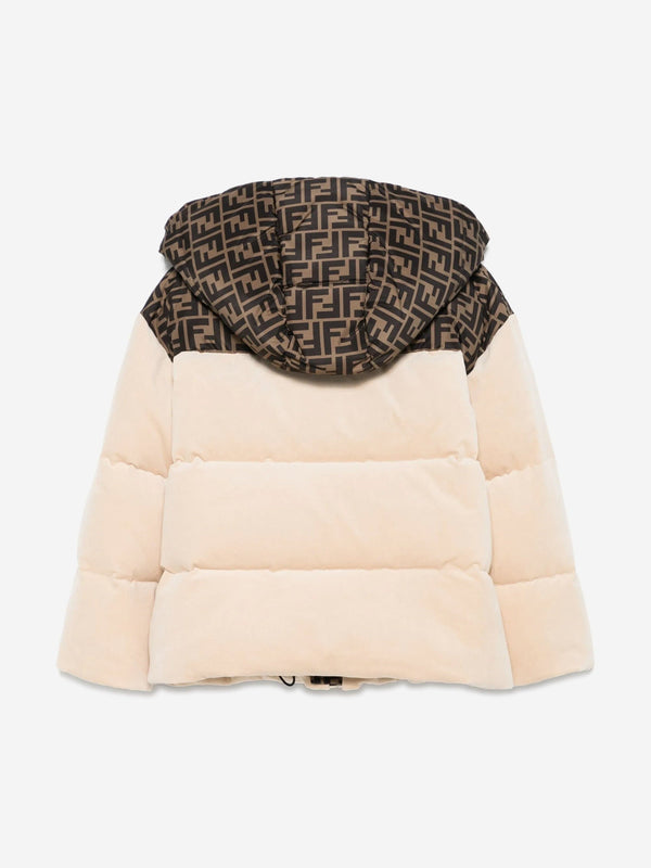 Kids Down Padded Puffer Jacket in Beige